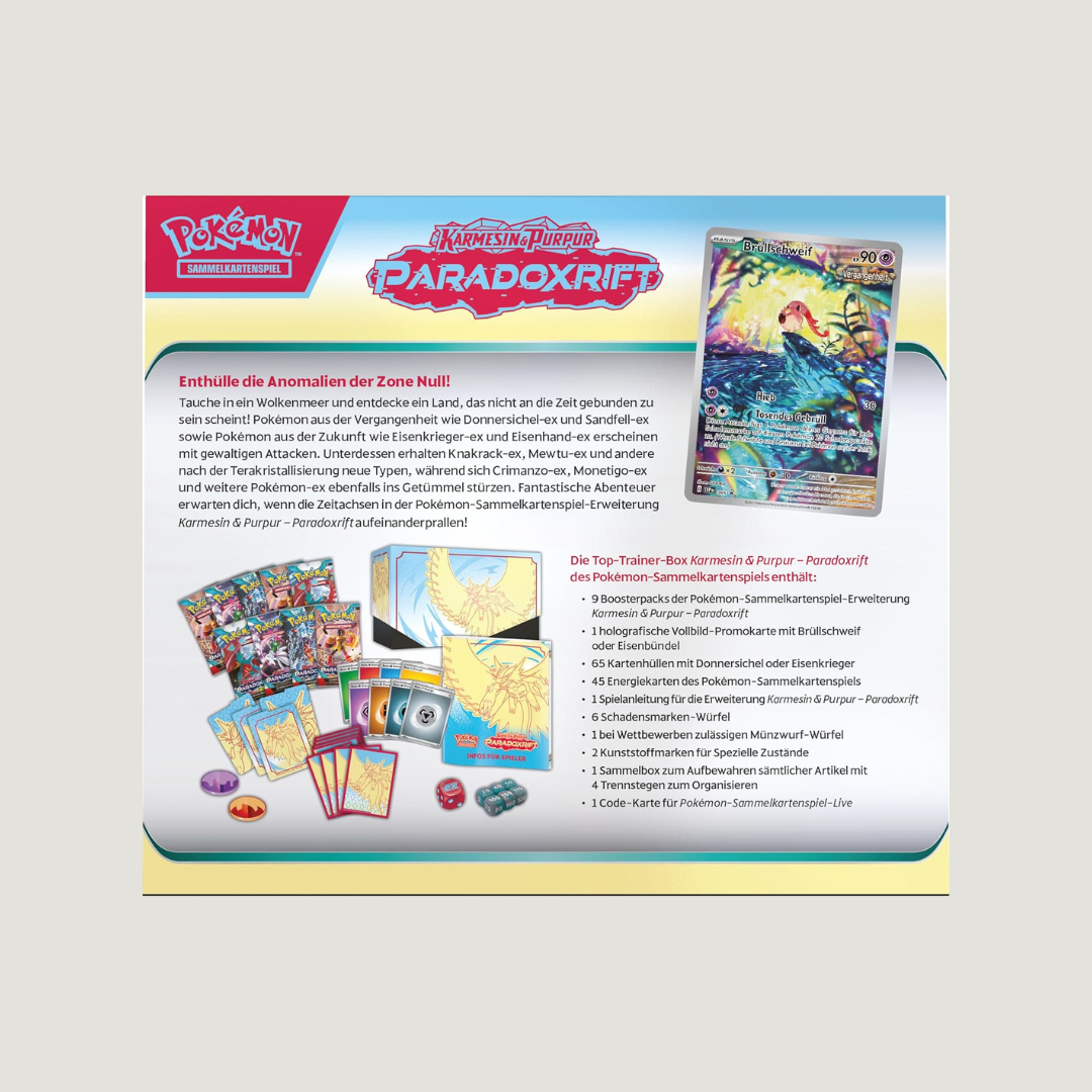 Pokémon Karmesin & Purpur Paradox Rift Top Trainer Box Donnersichel