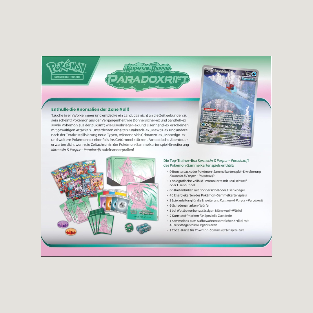 Pokémon Karmesin & Purpur Paradox Rift Top Trainer Box Eisenkreiger